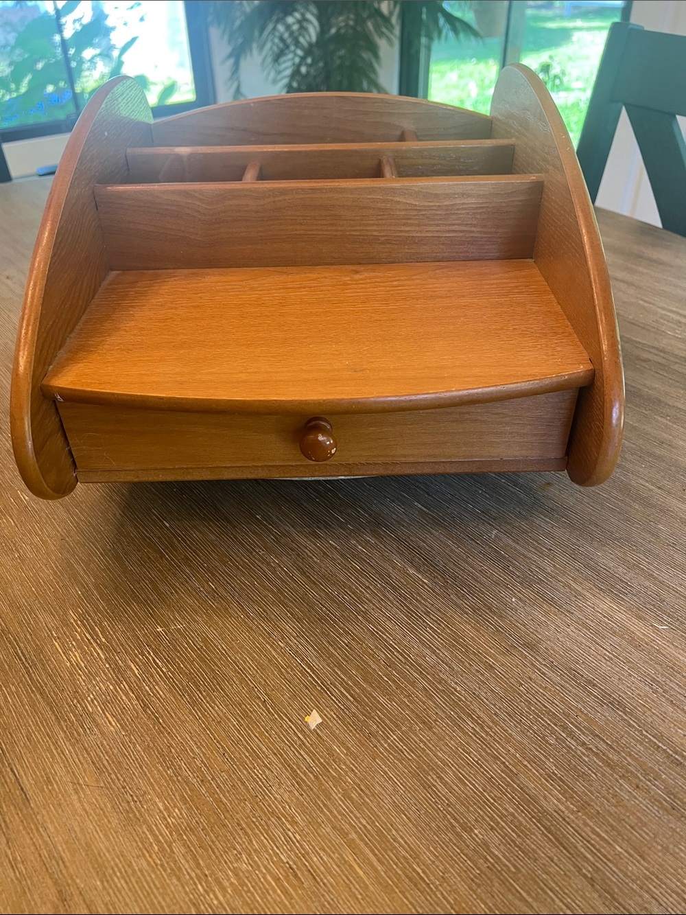 Vintage Wood Desktop Mail & Organizer with Drawer - Brown